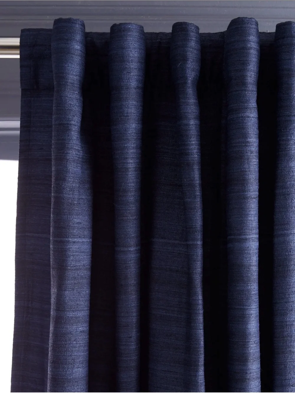 Quince NWOT Raw Silk Room Darkening Curtain Panel in Navy 48x96